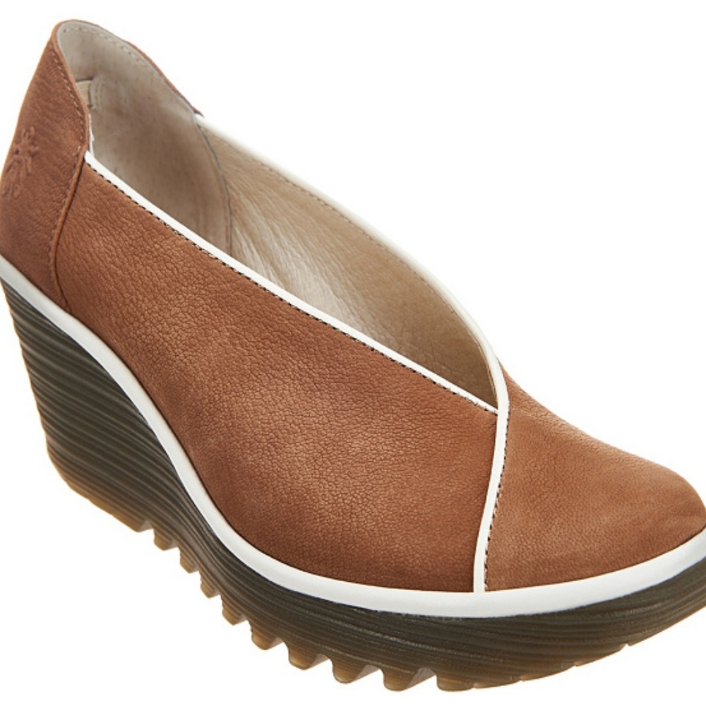 FLY London Leather Slip-on Wedge — Yuca